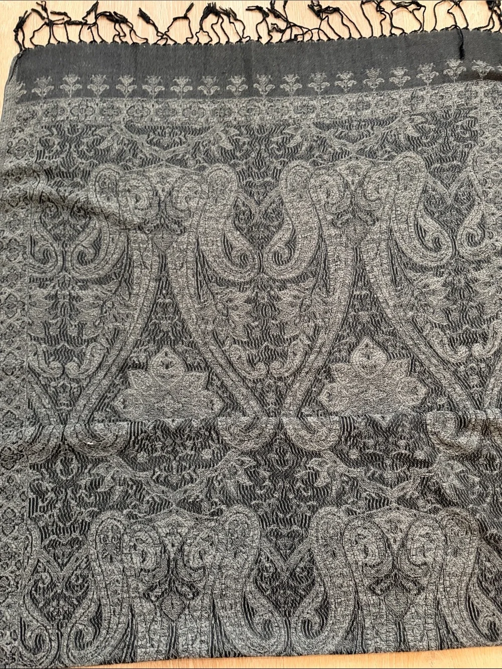 Black and grey Paisley Pattern pashmina